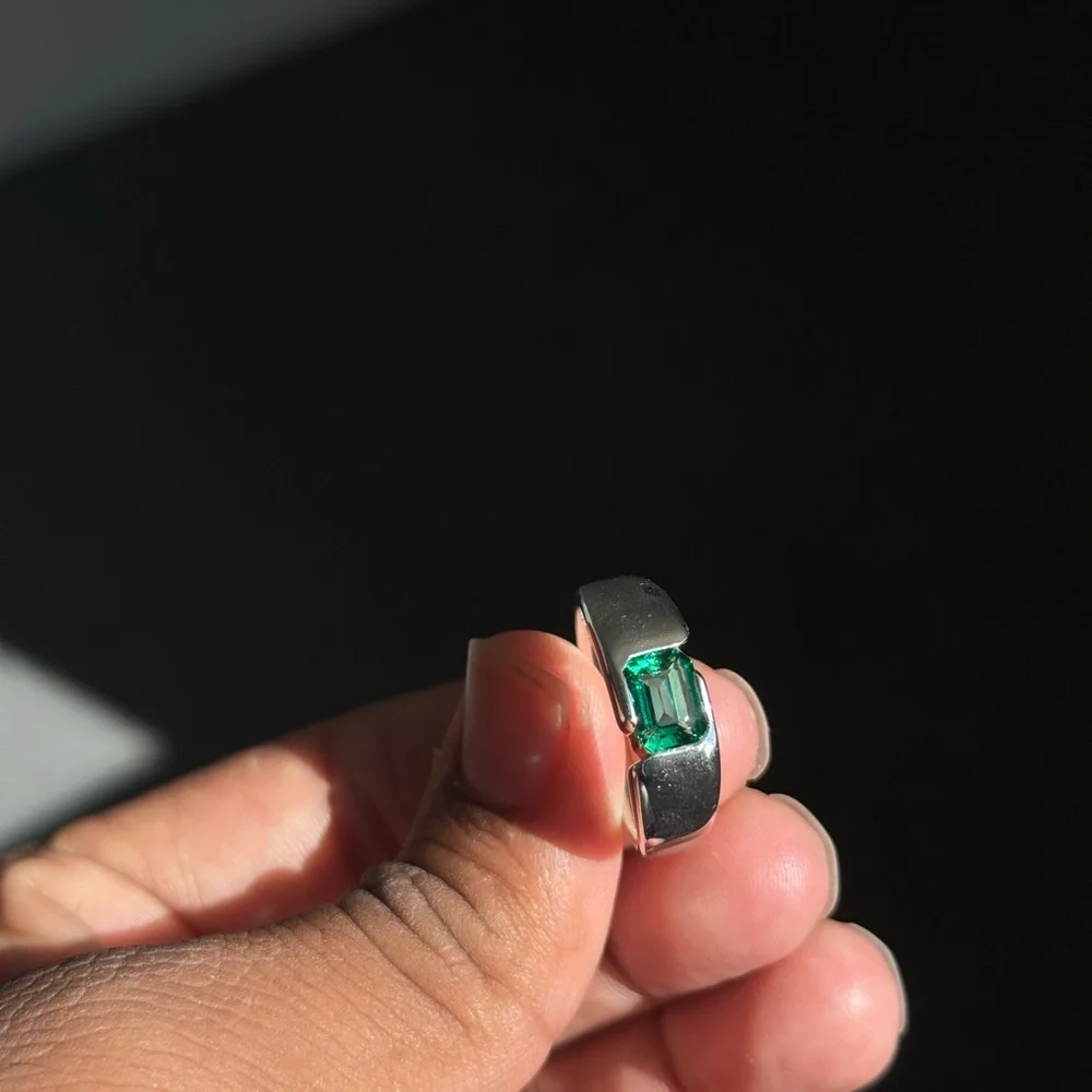 Handmade 925 Silver Colombian Lab Emerald Ring 2 Carat | Size 11.25